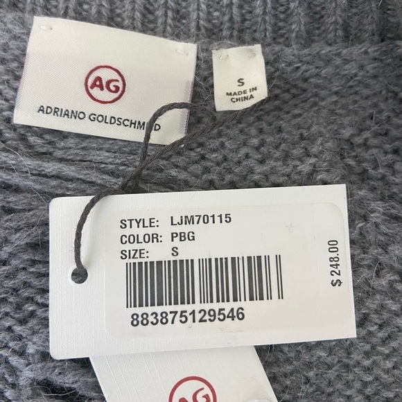 NWT Ag Adriano Goldschmied Sandrine Longline Grey Wool Cardigan size Small - Picture 7 of 7